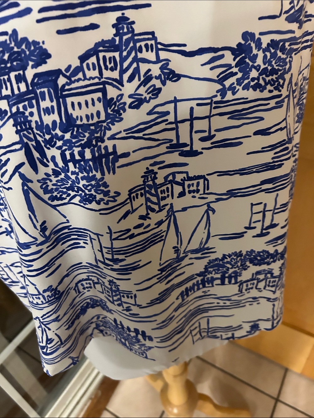 MAHI GOLD White and Blue Nautical Print Sleeveless Shift Dress Large